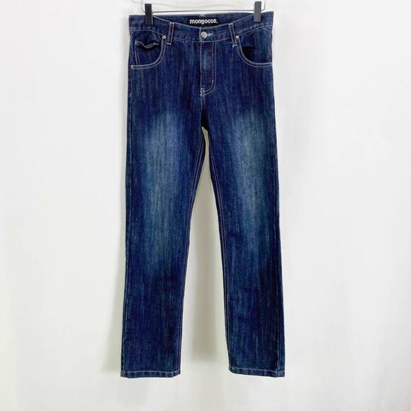 MONGOOSE Girls Dark Stone Washed Straight Leg Denim Jeans - Picture 1 of 10
